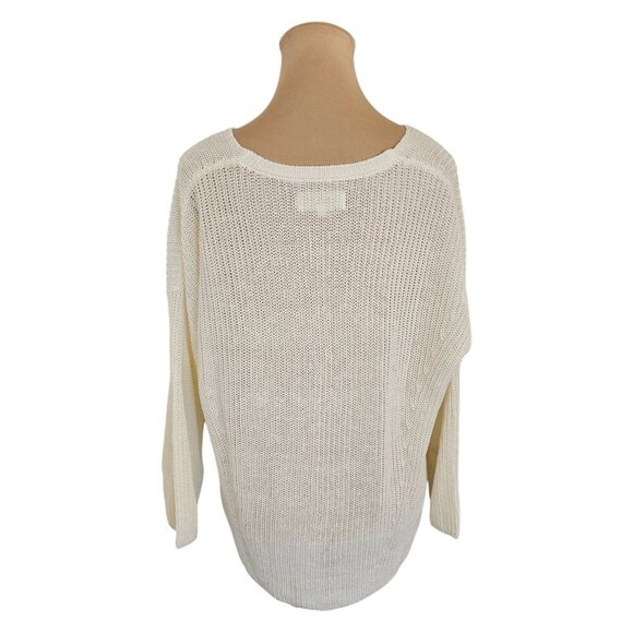 Part Two Etrona Linen Knit White Long Sleeve Sweater Sz L - Picture 5 of 9